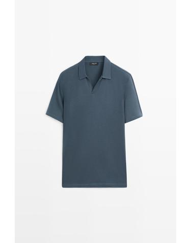 마시모두띠 텍스처 브이넥 피케 반팔 폴로셔츠 0841/177 DARK BLUE