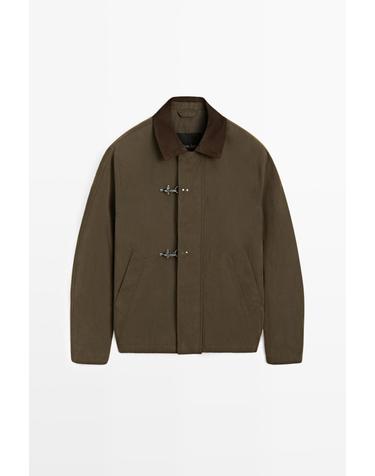 마시모두띠 레더 칼라 디테일 블루종 자켓 3237/403 DARK KHAKI
