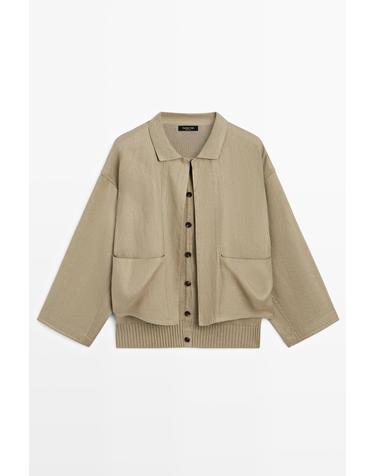 마시모두띠 코튼 린넨 포켓 가디건 5936/563 GREENISH