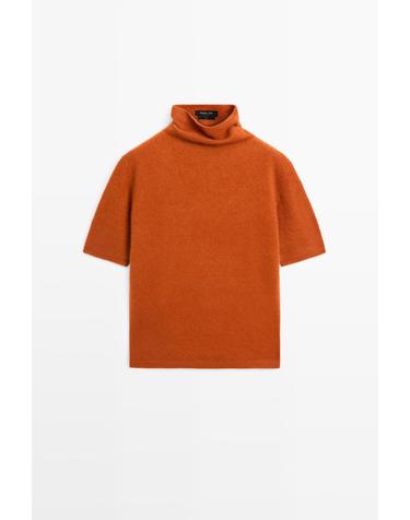 마시모두띠 울 100% 하이넥 반팔 니트 스웨터 5719/596 BURNT ORANGE
