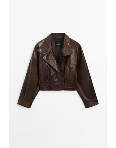 마시모두띠 크롭 나파 레더 봄버 자켓 4759/659 BROWN