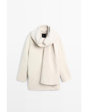 마시모두띠 스카프 디테일 울 혼방 숏 코트 6413/717 BEIGE