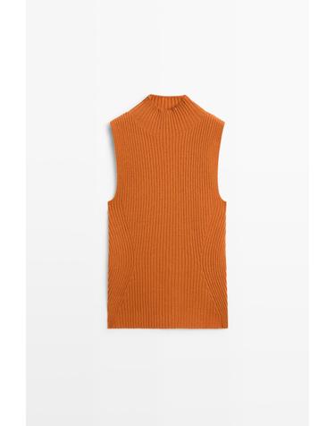 마시모두띠 골지 니트 민소매 터틀넥 탑 5733/586 BURNT ORANGE