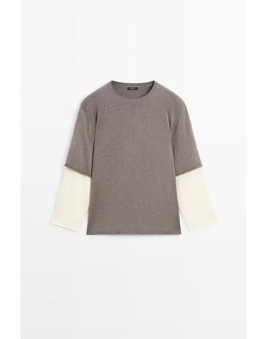 마시모두띠 오버핏 더블 슬리브 니트 스웨터 5694/582 DARK KHAKI