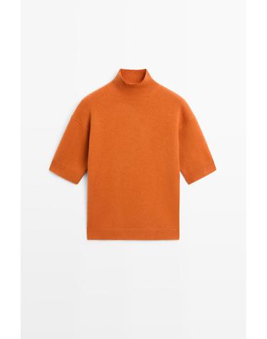 마시모두띠 오버핏 하이넥 반팔 울 니트 스웨터 5718/596 ORANGE