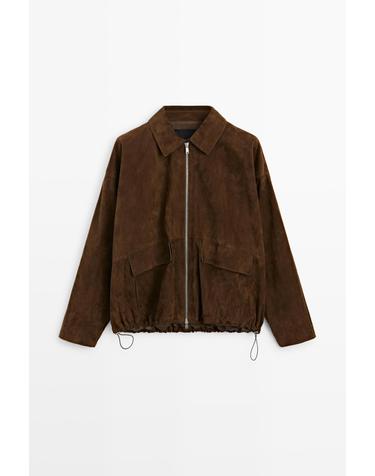 마시모두띠 오버핏 스웨이드 레더 봄버 자켓 4752/752 BROWN