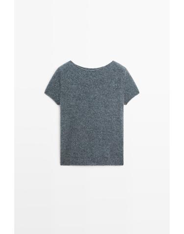 마시모두띠 알파카 블렌드 반팔 니트 스웨터 5854/535 GREY BLUE