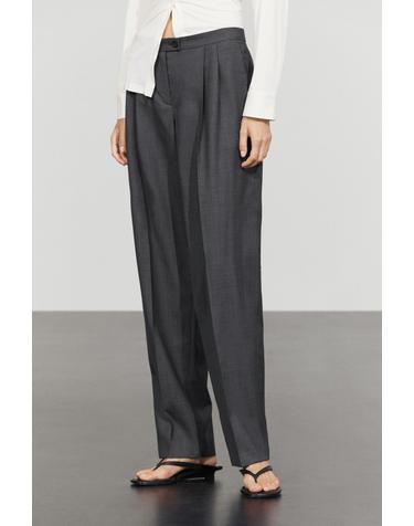 마시모두띠 울 100% 플리츠 와이드 팬츠 5029/662 DARK GREY