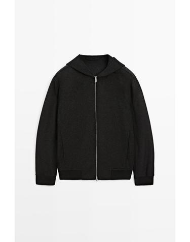 마시모두띠 울 블렌드 더블 니트 후드 집업 자켓 2609/361 CHARCOAL