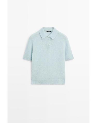 마시모두띠 알파카 혼방 반팔 폴로 니트 스웨터 5853/534 LIGHT BLUE