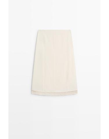마시모두띠 더블 레이어드 미디 스커트 5695/510 OFF WHITE