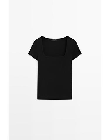 마시모두띠 베이직 스퀘어넥 반팔 티셔츠 6205/620 BLACK