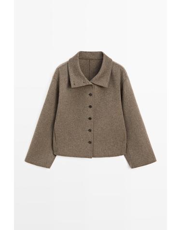 마시모두띠 울 블렌드 스탠드 칼라 숏 자켓 6411/715 BROWN