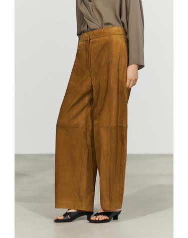마시모두띠 스웨이드 배럴핏 와이드 팬츠 5300/300 DARK CAMEL