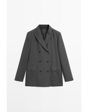 마시모두띠 울 더블브레스트 포켓 블레이저 6042/662 DARK GREY