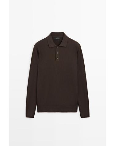 마시모두띠 버튼 디테일 폴로 니트 스웨터 1376/201 BROWN MARL