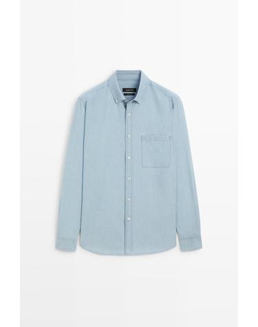 마시모두띠 릴렉스핏 포켓 데님 긴팔 셔츠 1923/296 BLUE