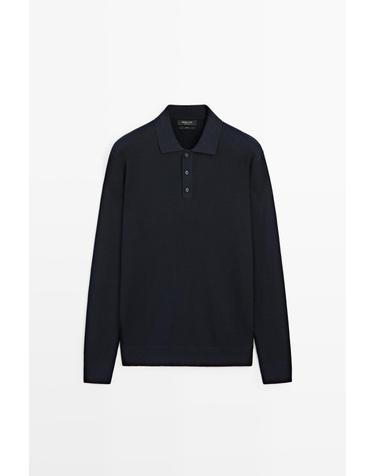 마시모두띠 버튼 디테일 폴로 니트 스웨터 1376/201 NAVY BLUE