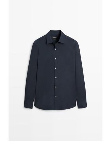 마시모두띠 슬림핏 스트레치 순면 긴팔 셔츠 2110/250 NAVY BLUE