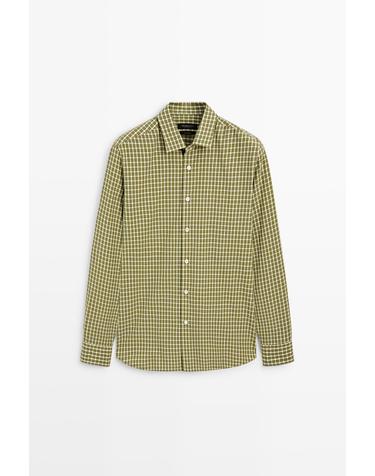 마시모두띠 레귤러핏 체크 순면 긴팔 셔츠 2005/283 GREEN
