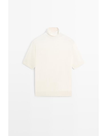 마시모두띠 울 혼방 터틀넥 반팔 니트 스웨터 5699/578 CREAM