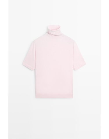 마시모두띠 울 혼방 터틀넥 반팔 니트 스웨터 5699/578 ROSE PINK