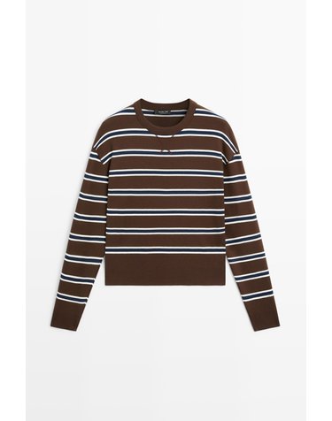마시모두띠 스트라이프 크루넥 스웨트셔츠 6211/810 BROWN