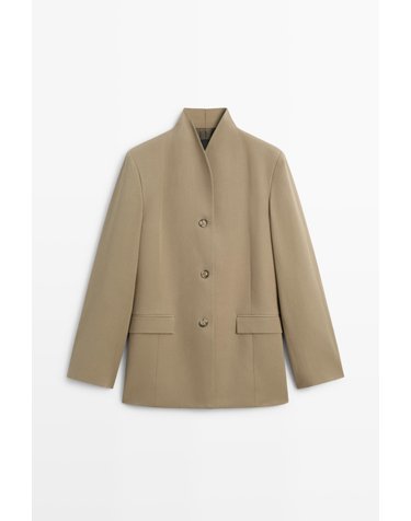 마시모두띠 스탠드 칼라 버튼 블레이저 6008/503 MOLE BROWN