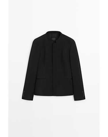 마시모두띠 라운드넥 다트 울 블레이저 6045/671 BLACK
