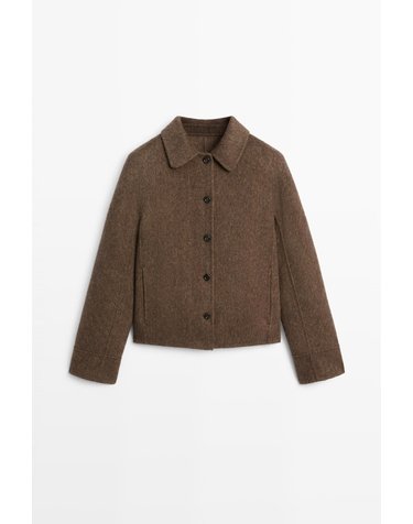 마시모두띠 버튼 숏 울 혼방 코트 6429/731 BROWN