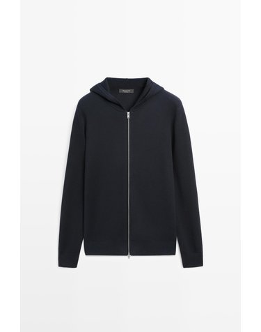 마시모두띠 후드 집업 코튼 니트 가디건 1377/201 NAVY BLUE