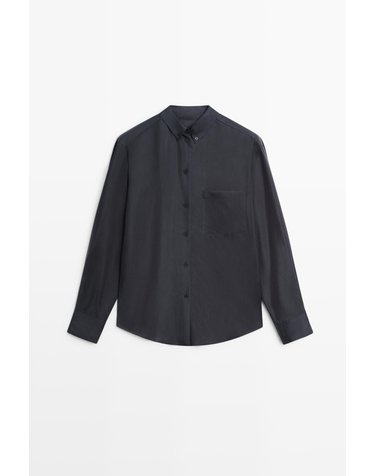 마시모두띠 포켓 디테일 플루이드 긴팔 셔츠 5182/882 NAVY BLUE