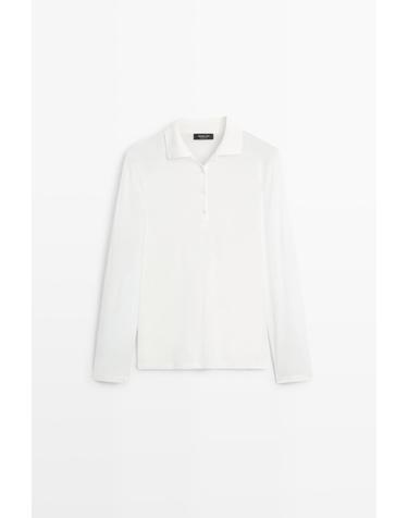 마시모두띠 코튼 100% 폴로 긴팔 티셔츠 6204/115 OFF WHITE