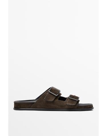 마시모두띠 스웨이드 더블 버클 슬라이드 샌들 2936/750 OCHRE