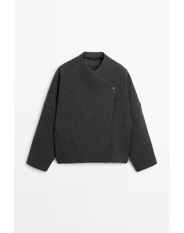 마시모두띠 울 혼방 크롭 봄버 자켓 6714/719 GREY