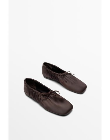 마시모두띠 리본 스퀘어토 발레리나 플랫 1570/850 BROWN