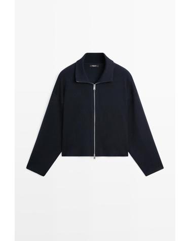 마시모두띠 코튼 울 혼방 집업 니트 자켓 5928/527 NAVY BLUE