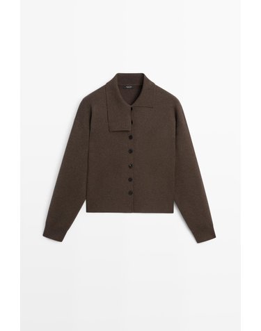 마시모두띠 칼라 디테일 버튼 니트 가디건 5604/527 CHOCOLATE BROWN