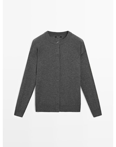 마시모두띠 울 혼방 크루넥 버튼 롱 가디건 5669/582 MEDIUM GREY