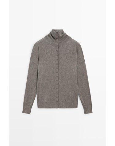 마시모두띠 터틀넥 버튼 울 혼방 가디건 5904/582 GREY