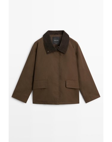 마시모두띠 왁스 코듀로이 칼라 하이넥 자켓 6707/448 DARK KHAKI