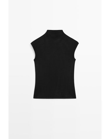 마시모두띠 하이넥 민소매 니트 탑 6259/577 BLACK