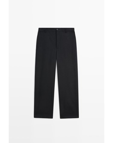 마시모두띠 울 스트라이프 릴렉스핏 팬츠 0142/008 NAVY BLUE