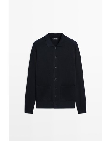 마시모두띠 코튼 니트 폴로 칼라 버튼 가디건 1387/201 NAVY BLUE