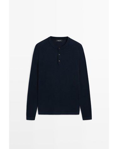 마시모두띠 순면 헨리넥 니트 스웨터 1476/201 NAVY BLUE