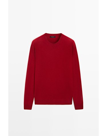 마시모두띠 울 캐시미어 라운드넥 니트 스웨터 1360/229 RUBY RED