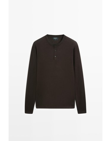 마시모두띠 순면 헨리넥 니트 스웨터 1476/201 BROWN MARL