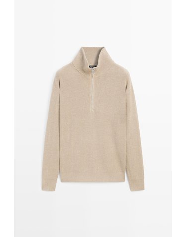 마시모두띠 순면 하프집업 니트 스웨터 1375/201 BEIGE