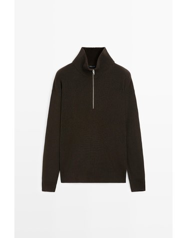 마시모두띠 순면 하프집업 니트 스웨터 1375/201 BROWN MARL