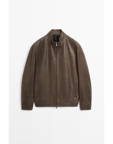 마시모두띠 나파 레더 칼라 디테일 자켓 3445/464 KHAKI